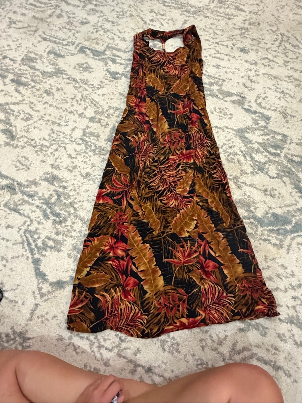 California Krush Vintage Tropical Print Rayon Maxi Dress M - Picture 3 of 7